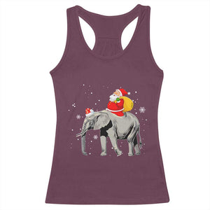 Christmas Santa Riding Elephant Racerback Tank Top Xmas Tree Light Funny Festive TS02 Maroon Print Your Wear