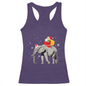 Christmas Santa Riding Elephant Racerback Tank Top Xmas Tree Light Funny Festive TS02 Purple Print Your Wear