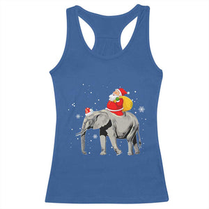 Christmas Santa Riding Elephant Racerback Tank Top Xmas Tree Light Funny Festive TS02 Royal Blue Print Your Wear