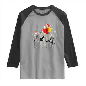 Christmas Santa Riding Elephant Raglan Shirt Xmas Tree Light Funny Festive TS02 Sport Gray Black Print Your Wear