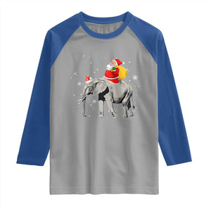 Christmas Santa Riding Elephant Raglan Shirt Xmas Tree Light Funny Festive TS02 Sport Gray Royal Print Your Wear