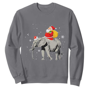 Christmas Santa Riding Elephant Sweatshirt Xmas Tree Light Funny Festive TS02 Charcoal Print Your Wear