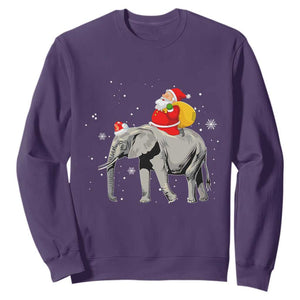 Christmas Santa Riding Elephant Sweatshirt Xmas Tree Light Funny Festive TS02 Purple Print Your Wear