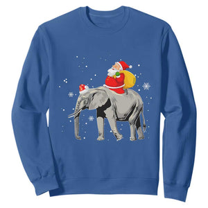 Christmas Santa Riding Elephant Sweatshirt Xmas Tree Light Funny Festive TS02 Royal Blue Print Your Wear