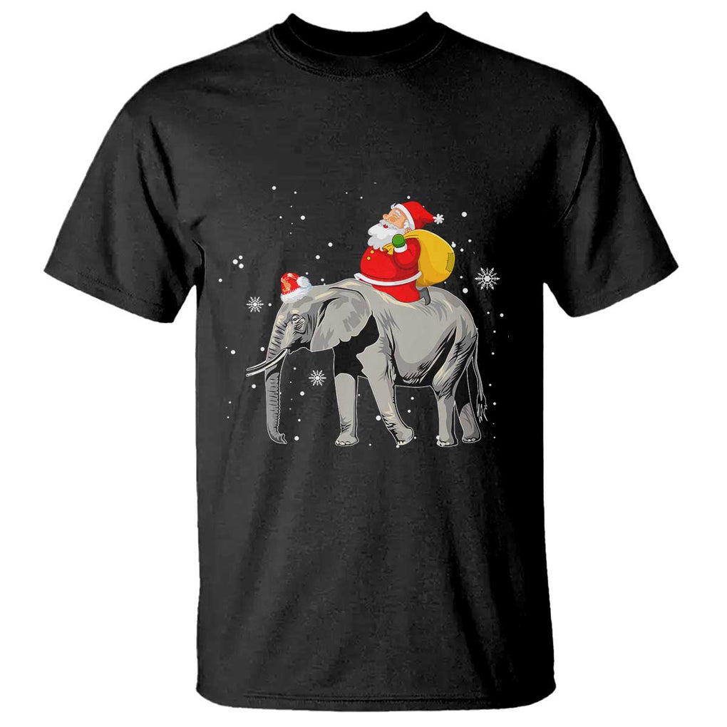 Christmas Santa Riding Elephant T Shirt Xmas Tree Light Funny Festive TS02 Black Print Your Wear