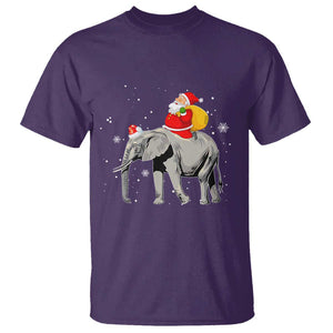 Christmas Santa Riding Elephant T Shirt Xmas Tree Light Funny Festive TS02 Purple Print Your Wear