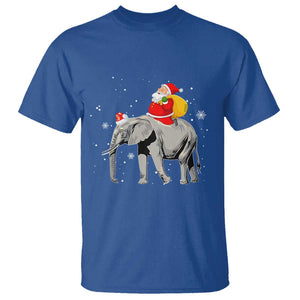 Christmas Santa Riding Elephant T Shirt Xmas Tree Light Funny Festive TS02 Royal Blue Print Your Wear