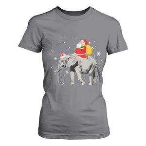 Christmas Santa Riding Elephant T Shirt For Women Xmas Tree Light Funny Festive TS02 Charcoal Print Your Wear