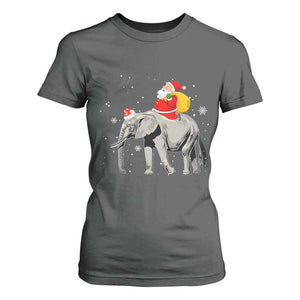 Christmas Santa Riding Elephant T Shirt For Women Xmas Tree Light Funny Festive TS02 Dark Heather Print Your Wear