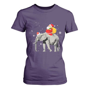 Christmas Santa Riding Elephant T Shirt For Women Xmas Tree Light Funny Festive TS02 Purple Print Your Wear