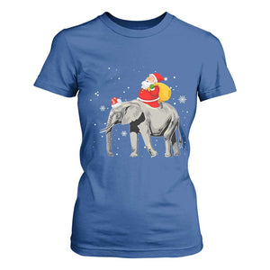 Christmas Santa Riding Elephant T Shirt For Women Xmas Tree Light Funny Festive TS02 Royal Blue Print Your Wear