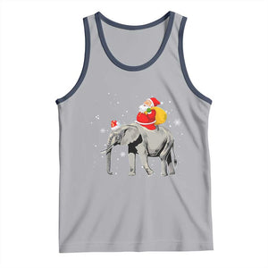 Christmas Santa Riding Elephant Tank Top Xmas Tree Light Funny Festive TS02 Athletic Heather Navy Print Your Wear