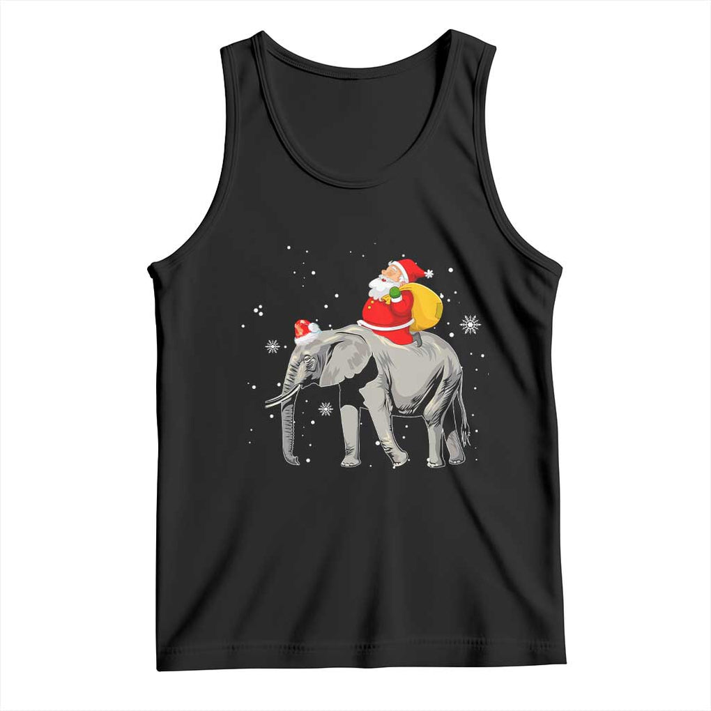 Christmas Santa Riding Elephant Tank Top Xmas Tree Light Funny Festive TS02 Black Print Your Wear