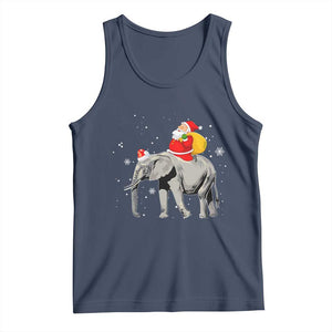 Christmas Santa Riding Elephant Tank Top Xmas Tree Light Funny Festive TS02 Navy Print Your Wear