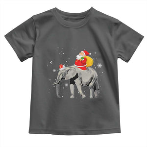 Christmas Santa Riding Elephant Toddler T Shirt Xmas Tree Light Funny Festive TS02 Dark Heather Print Your Wear