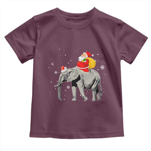 Christmas Santa Riding Elephant Toddler T Shirt Xmas Tree Light Funny Festive TS02 Maroon Print Your Wear