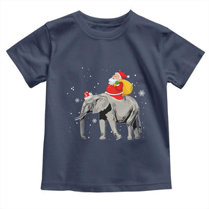 Christmas Santa Riding Elephant Toddler T Shirt Xmas Tree Light Funny Festive TS02 Navy Print Your Wear