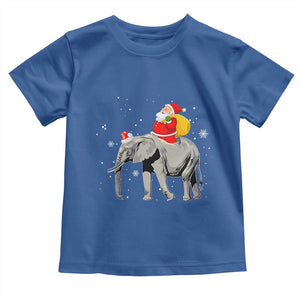 Christmas Santa Riding Elephant Toddler T Shirt Xmas Tree Light Funny Festive TS02 Royal Blue Print Your Wear