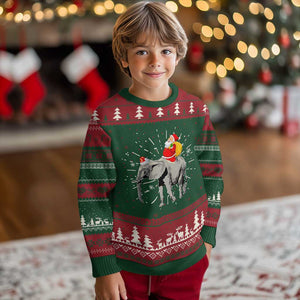 Xmas Santa Riding Elephant Ugly Christmas Sweater Xmas Tree Light Funny Festive TS02 Christmas Print Your Wear