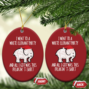 Funny White Elephant Xmas Christmas Ornament I Went To A White Party And Got This Gift Exchange TS02 Oval Red Print Your Wear