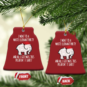 Funny White Elephant Xmas Christmas Ornament I Went To A White Party And Got This Gift Exchange TS02 Bell Flake Red Print Your Wear