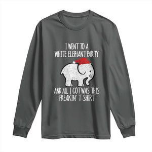 Funny White Elephant Christmas Long Sleeve Shirt I Went To A White Party And Got This Gift Exchange TS02 Dark Heather Print Your Wear