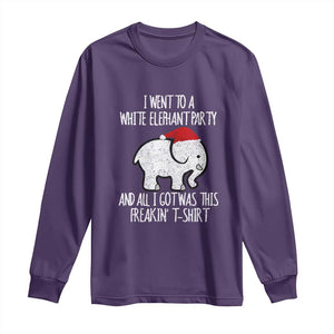 Funny White Elephant Christmas Long Sleeve Shirt I Went To A White Party And Got This Gift Exchange TS02 Purple Print Your Wear