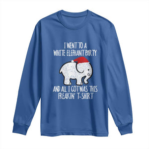 Funny White Elephant Christmas Long Sleeve Shirt I Went To A White Party And Got This Gift Exchange TS02 Royal Blue Print Your Wear