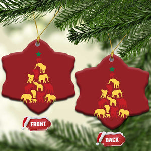 South Africa Elephant Xmas Tree Christmas Ornament Safari Animals Xmas TS02 Snow Flake Red Print Your Wear