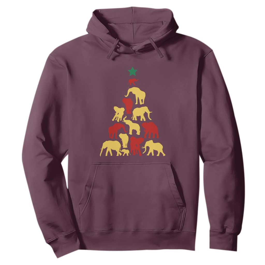 South Africa Elephant Christmas Tree Hoodie Safari Animals Xmas TS02 Maroon Print Your Wear