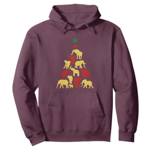 South Africa Elephant Christmas Tree Hoodie Safari Animals Xmas TS02 Maroon Print Your Wear