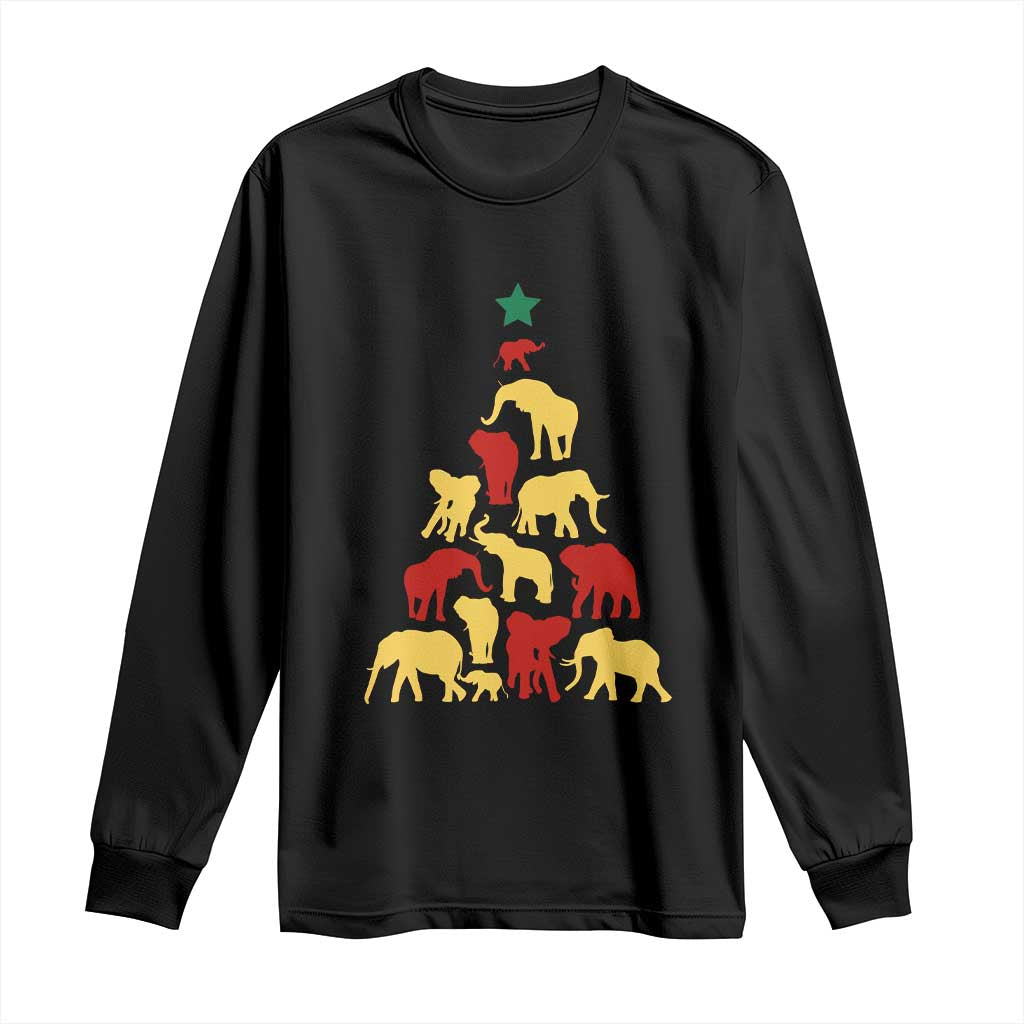 South Africa Elephant Christmas Tree Long Sleeve Shirt Safari Animals Xmas TS02 Black Print Your Wear