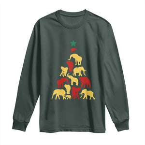 South Africa Elephant Christmas Tree Long Sleeve Shirt Safari Animals Xmas TS02 Dark Forest Green Print Your Wear