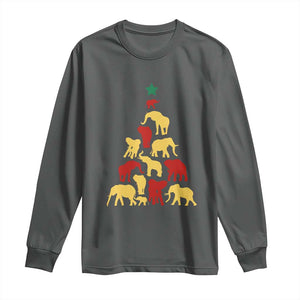 South Africa Elephant Christmas Tree Long Sleeve Shirt Safari Animals Xmas TS02 Dark Heather Print Your Wear