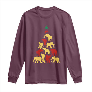 South Africa Elephant Christmas Tree Long Sleeve Shirt Safari Animals Xmas TS02 Maroon Print Your Wear