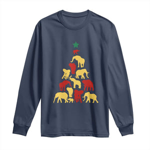 South Africa Elephant Christmas Tree Long Sleeve Shirt Safari Animals Xmas TS02 Navy Print Your Wear