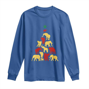 South Africa Elephant Christmas Tree Long Sleeve Shirt Safari Animals Xmas TS02 Royal Blue Print Your Wear