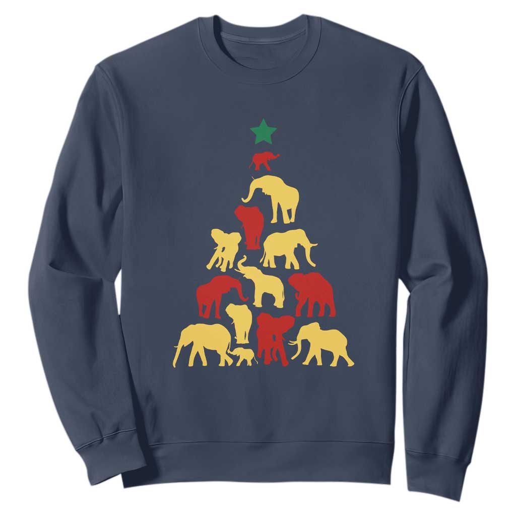 South Africa Elephant Christmas Tree Sweatshirt Safari Animals Xmas TS02 Navy Print Your Wear