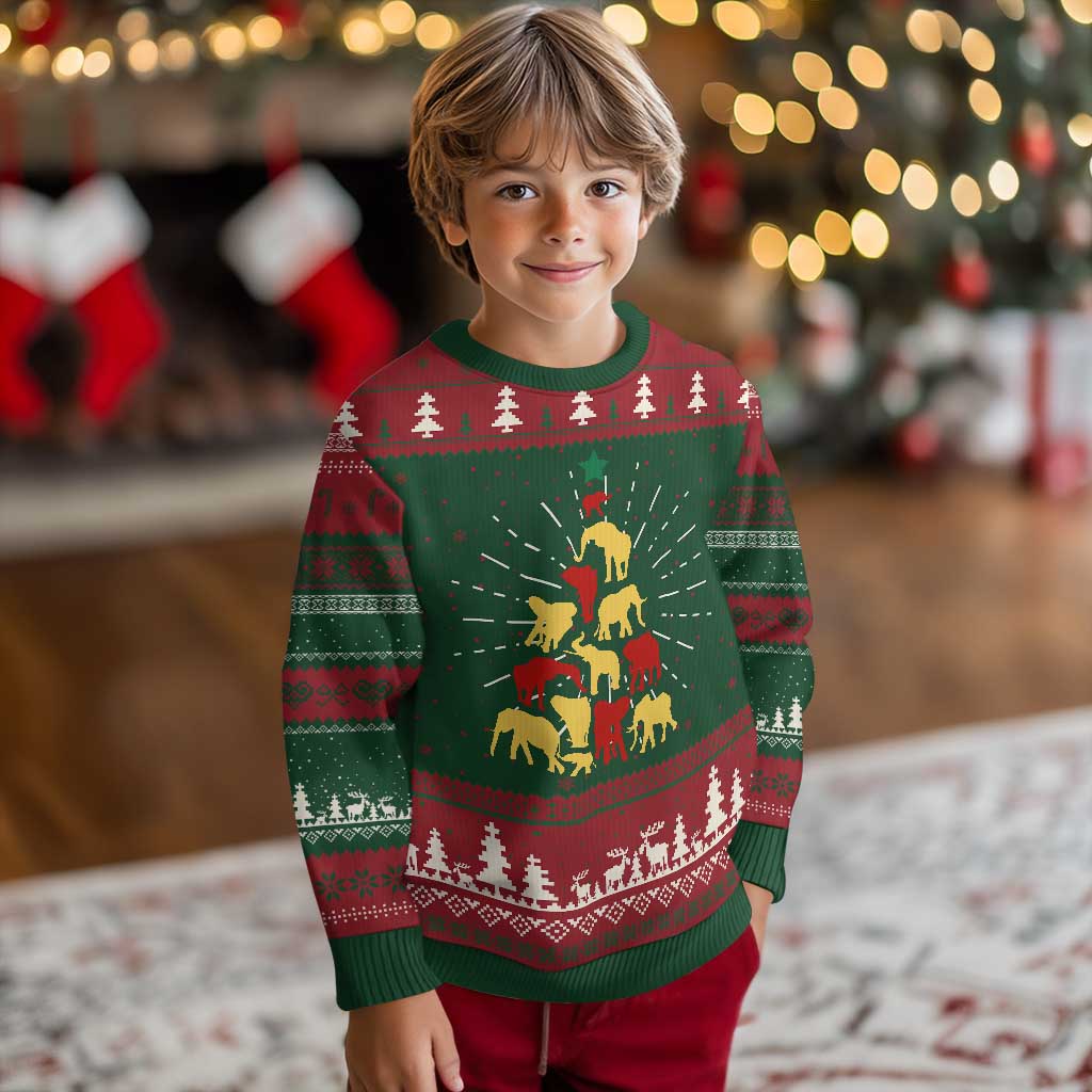 South Africa Elephant Xmas Tree Ugly Christmas Sweater Safari Animals TS02 Christmas Print Your Wear