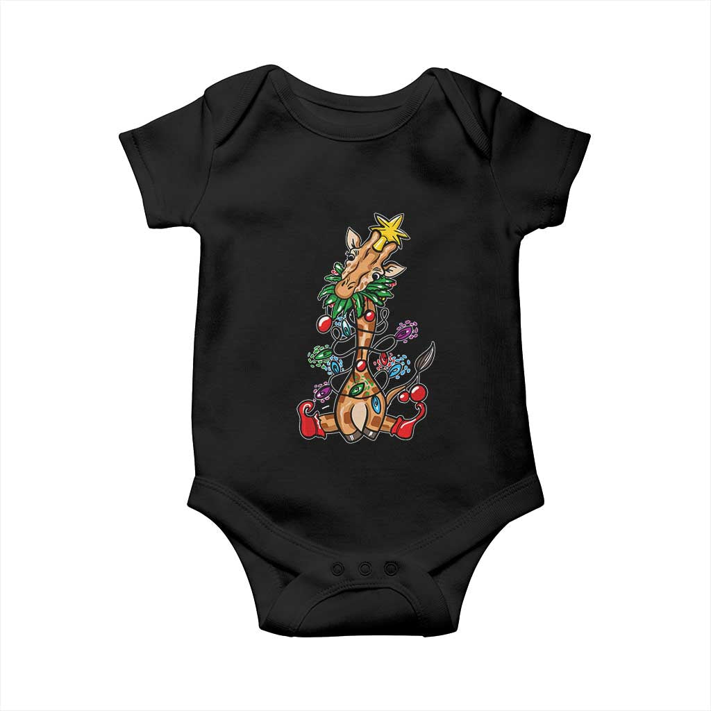 Giraffe Christmas Tree Baby Onesie Funny Xmas Giraffes Lover Gift TS02 Black Print Your Wear