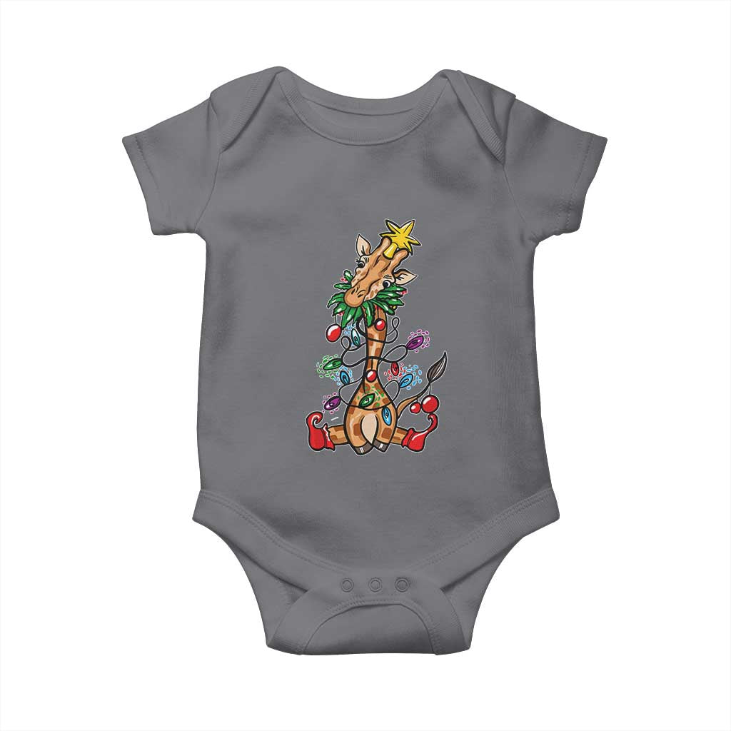 Giraffe Christmas Tree Baby Onesie Funny Xmas Giraffes Lover Gift TS02 Charcoal Print Your Wear