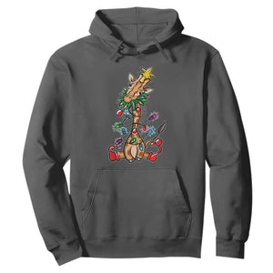 Giraffe Christmas Tree Hoodie Funny Xmas Giraffes Lover Gift TS02 Dark Heather Print Your Wear