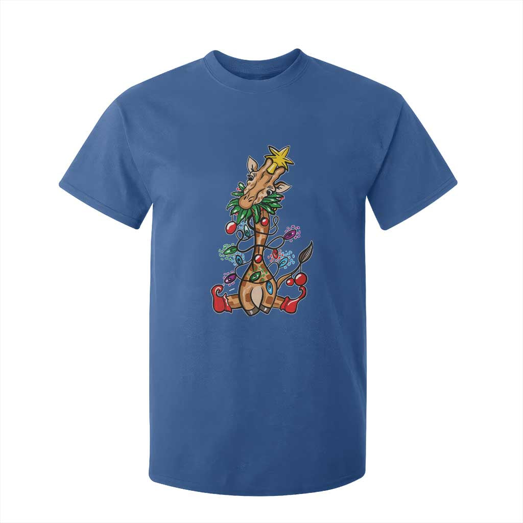 Giraffe Christmas Tree T Shirt For Kid Funny Xmas Giraffes Lover Gift TS02 Royal Blue Print Your Wear