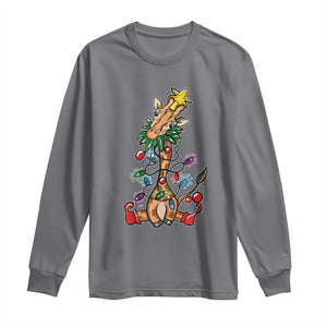 Giraffe Christmas Tree Long Sleeve Shirt Funny Xmas Giraffes Lover Gift TS02 Charcoal Print Your Wear