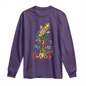 Giraffe Christmas Tree Long Sleeve Shirt Funny Xmas Giraffes Lover Gift TS02 Purple Print Your Wear