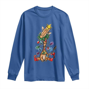 Giraffe Christmas Tree Long Sleeve Shirt Funny Xmas Giraffes Lover Gift TS02 Royal Blue Print Your Wear