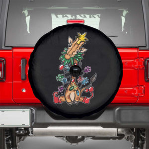 Giraffe Christmas Tree Spare Tire Cover Funny Xmas Giraffes Lover Gift TS02 Black Print Your Wear