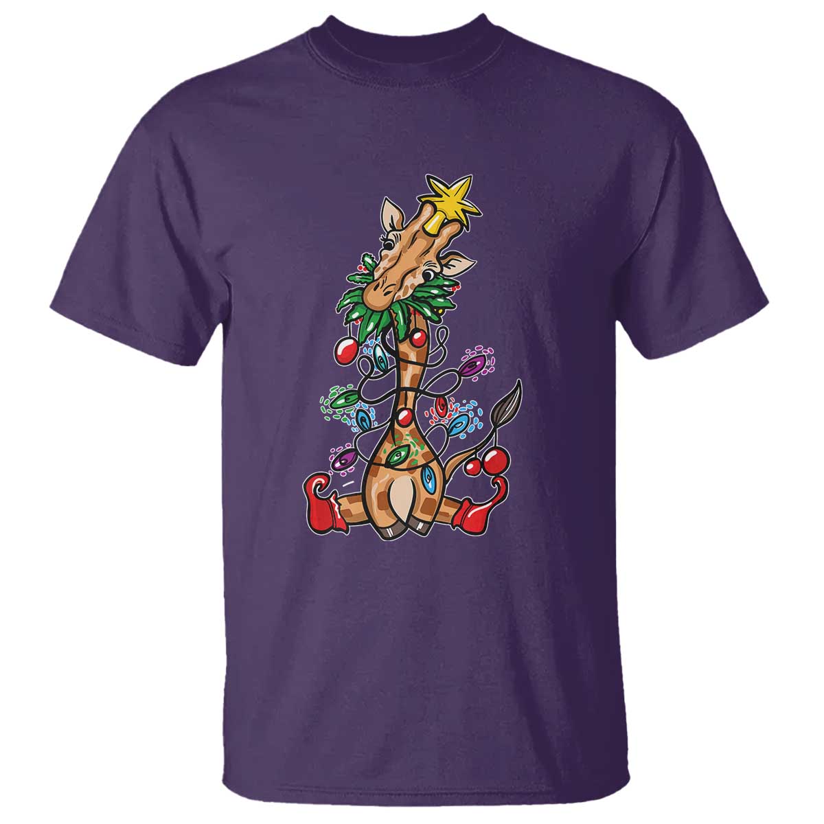 Giraffe Christmas Tree T Shirt Funny Xmas Giraffes Lover Gift TS02 Purple Print Your Wear