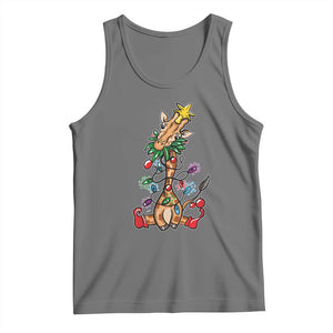 Giraffe Christmas Tree Tank Top Funny Xmas Giraffes Lover Gift TS02 Black Heather Print Your Wear