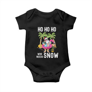 Tropical Beachy Christmas Baby Onesie Ho Ho Ho Who Needs Snow Santa Xmas In Hawaii Palm Tree TS02 Black Print Your Wear